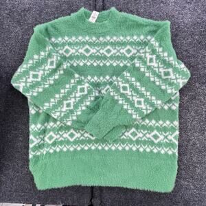 Aerie Sweater Womens oversized XXS Fair Isle Kelly Green St Patricks Day